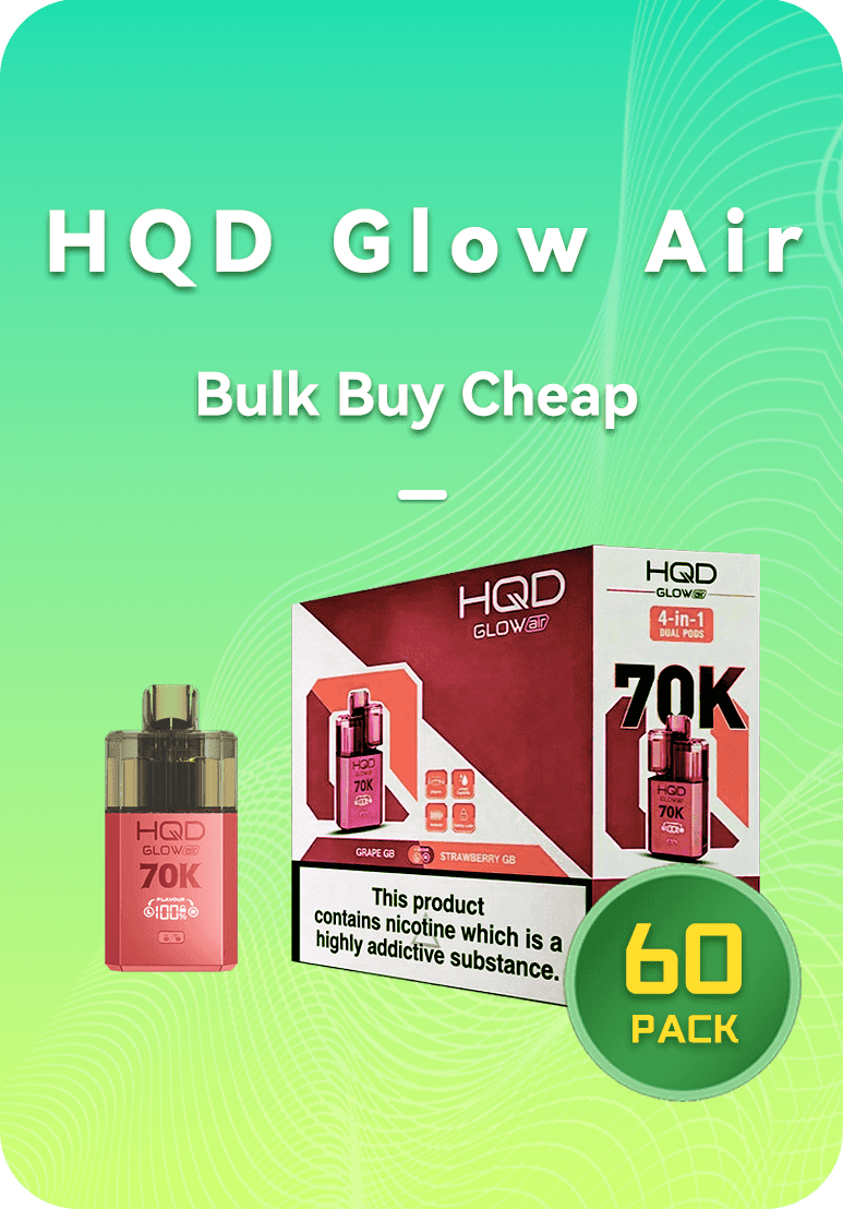 HQD GLOW AIR 70K BULK 60 PACK HQD Glow Air 70K Bulk 60 Pack wholesale case stock in Australian warehouse