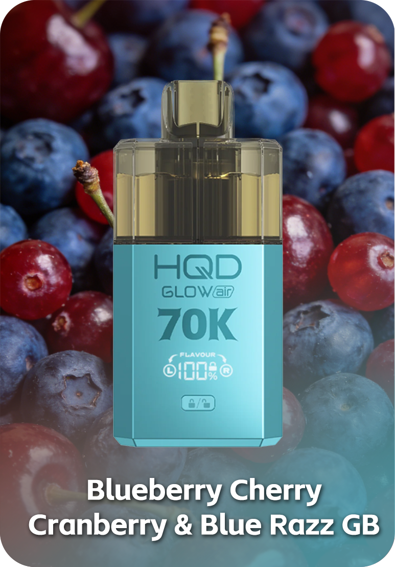 Blueberry Cherry Cranberry & Blue Razz GB Blueberry Cherry Cranberry & Blue Razz GB HQD Glow Air 70K