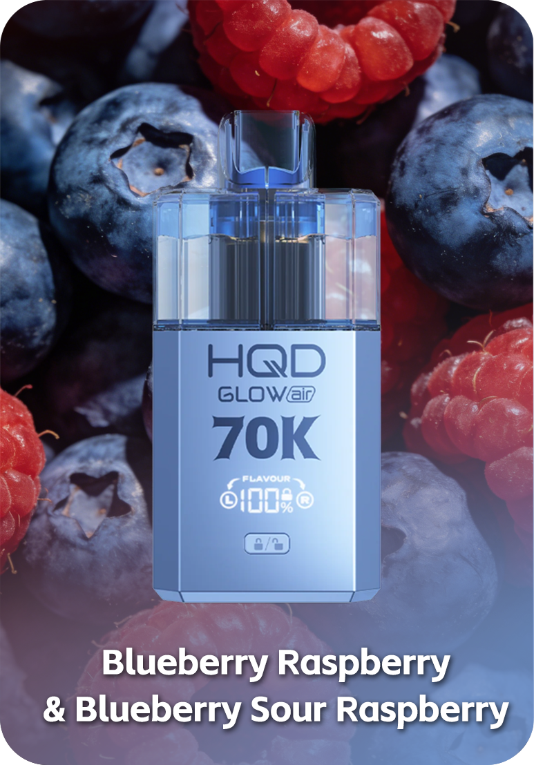 Blueberry Raspberry & Blueberry Sour Raspberry HQD Glow Air 70K Blueberry Sour Raspberry 70000 puffs Australia Stock