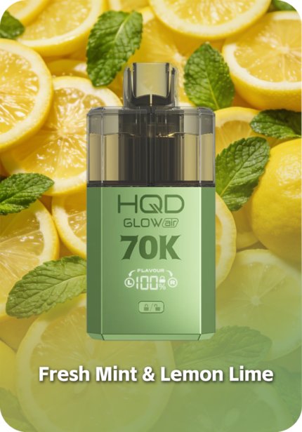 HQD Glow Air 70K Lemon Lime flavor 70000 puffs smart screen vape Australia