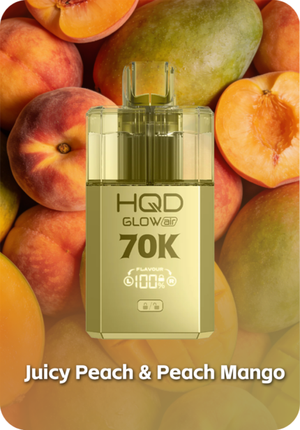 HQD Glow Air 70K Peach Mango flavor 70000 puffs smart screen disposable Australia