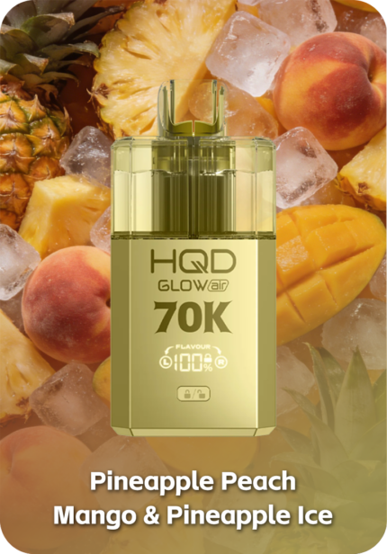 HQD Glow Air 70K Pineapple Peach Mango flavor 70000 puffs 4-in-1 vape Australia