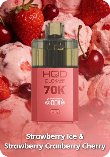 HQD Glow Air 70K Strawberry Cranberry Cherry flavor 70000 puffs 4-in-1 vape Australia stock