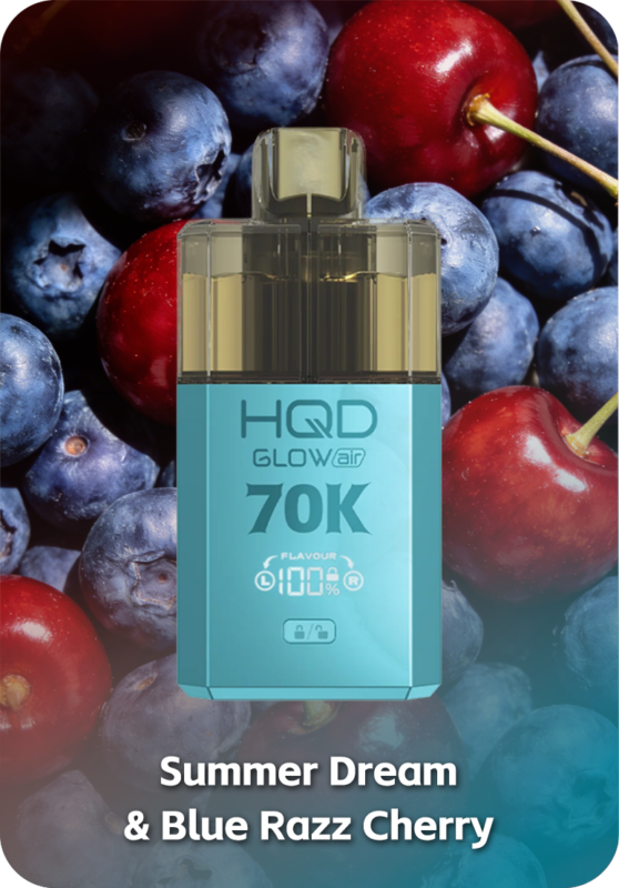 HQD Glow Air 70K Blue Razz Cherry flavor 70000 puffs smart screen Australia