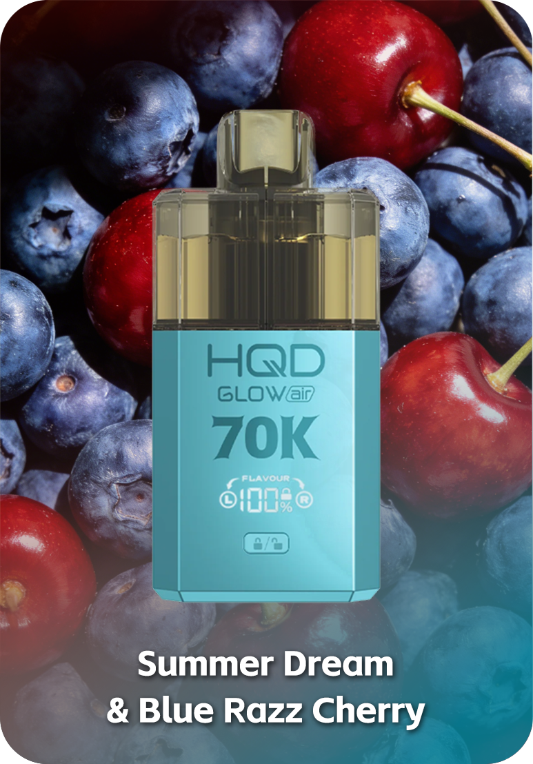 Summer Dream & Blue Razz Cherry HQD Glow Air 70K Blue Razz Cherry flavor 70000 puffs smart screen Australia