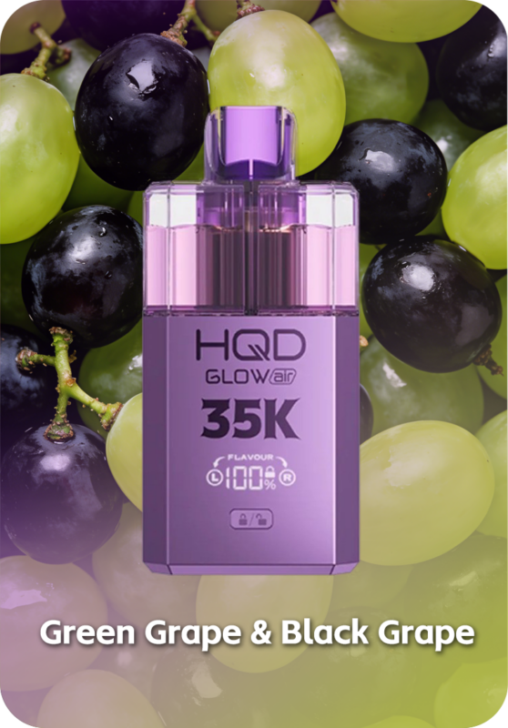 HQD Glow Air 35K LED display in vibrant grape purple and green