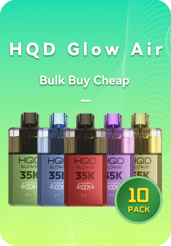 HQD Glow Air 35K bulk 10 pack display box with mixed flavors