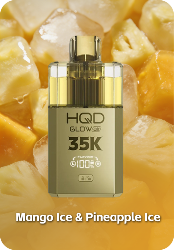 HQD Glow Air 35K LED glow in tropical yellow and orange mango pineapple hues