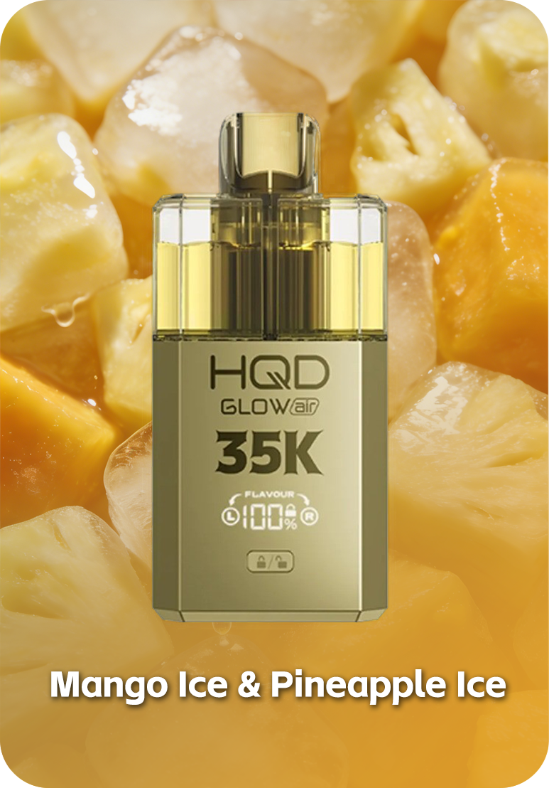 Mango Ice & Pineapple Ice-HQD Glow Air 35K HQD Glow Air 35K LED glow in tropical yellow and orange mango pineapple hues