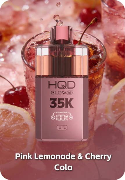 HQD Glow Air 35K LED glow in bubbly pink and soda red hues