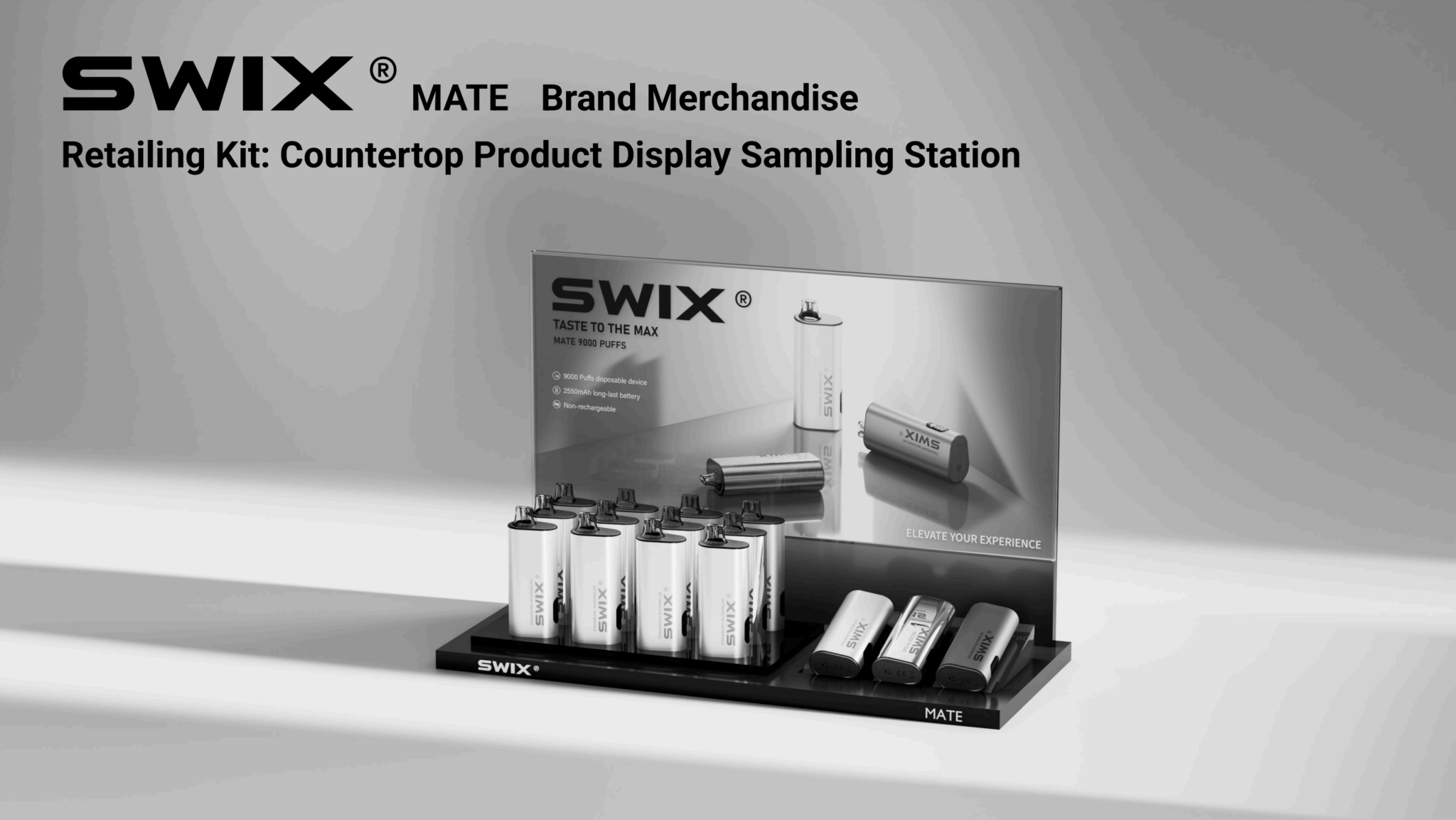 SWIX MATE 9000 puffs disposable vape multi-pack and carton packaging