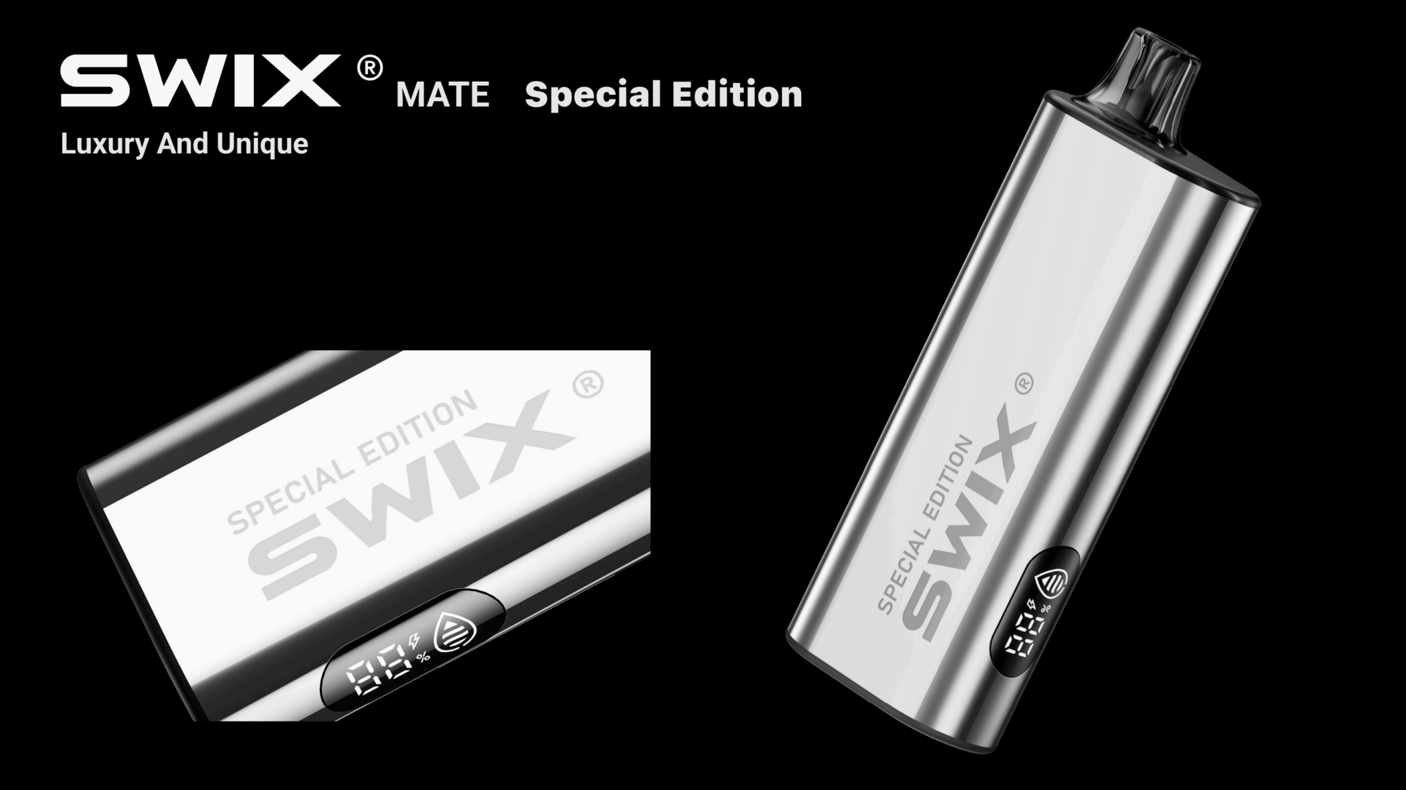 SWIX MATE Global Edition luxury vape devices in gunmetal and silver colours
