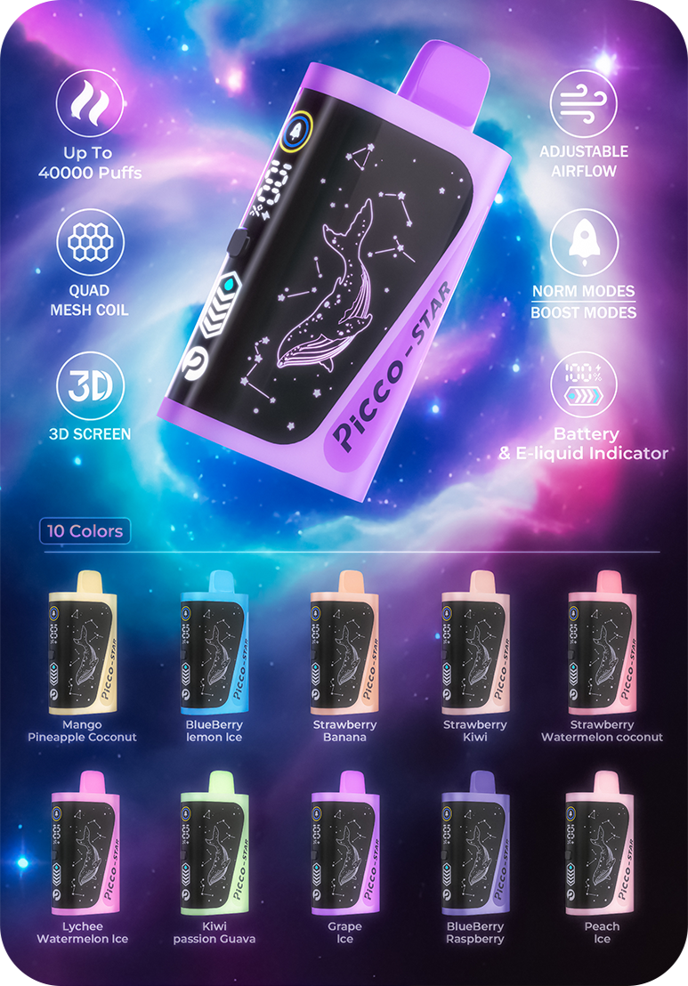 picco star variable product PICCO STAR 40K Brand Collection Australia 40000 Puffs Quad Mesh